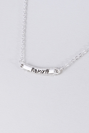 Rainy Written Curved Bar Cute Necklace 5GBA5